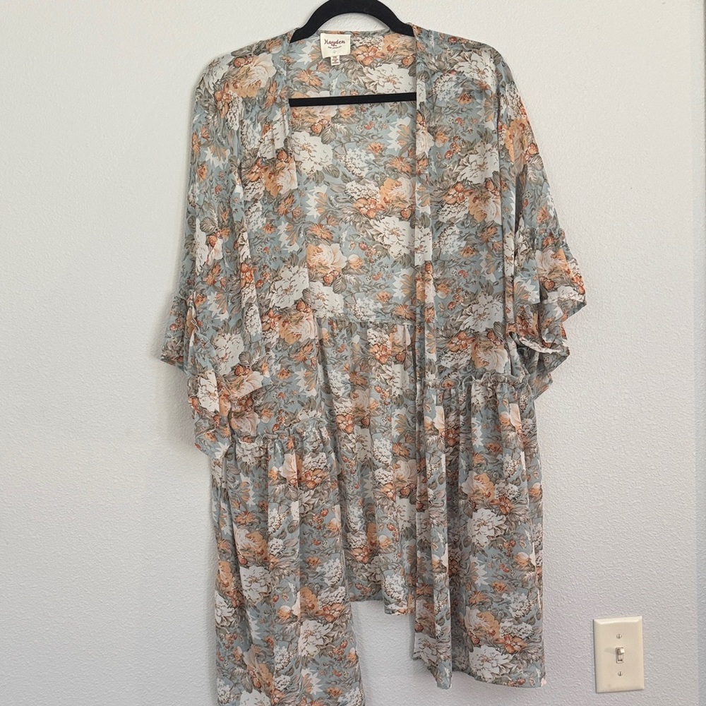 Hayden Floral Open-Front Kimono 2X